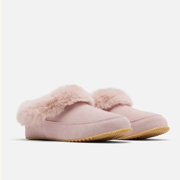 Sorel Go - Coffee Run Slippers shoes Fur Flats sz 8 in Eraser Pink - Picture 1 of 14